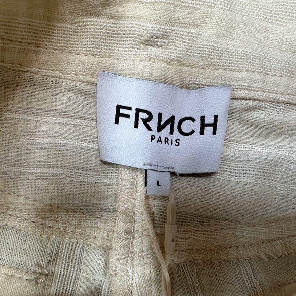 FRNCH Paris Millena Paper Bag Waist Shorts Sz L Cream Cotton NWT - Picture 11 of 14